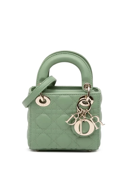 Сумка Lady Dior из кожи ягненка 2021 года выпуска, бывшая в употреблении у Christian Dior green