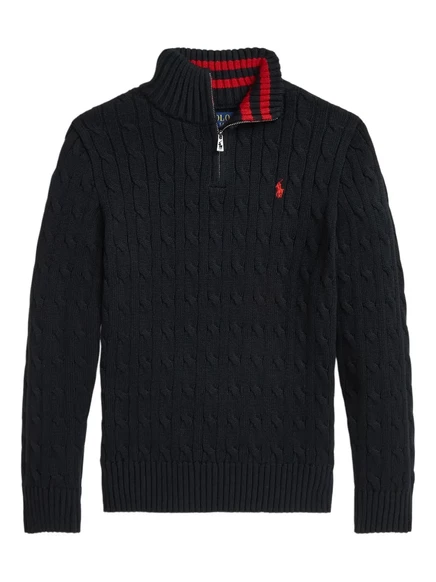 Детский джемпер Polo Ralph Lauren Kids с короткой молнией, черный