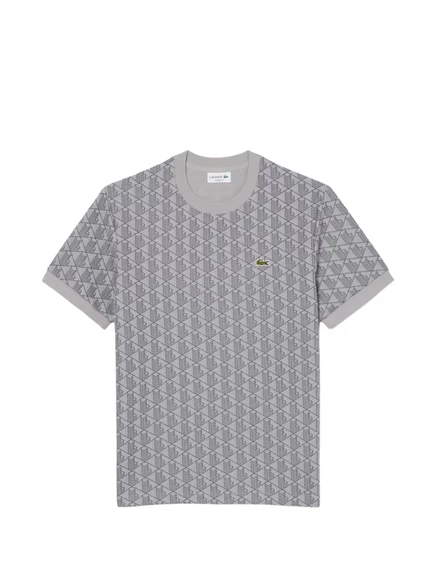 Мужская футболка Lacoste с геометрическим принтом, серая