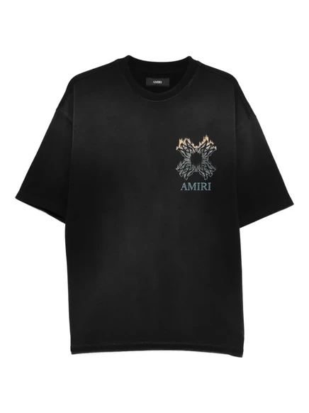 Мужская футболка Amiri Ma Quad Flames с принтом, черная