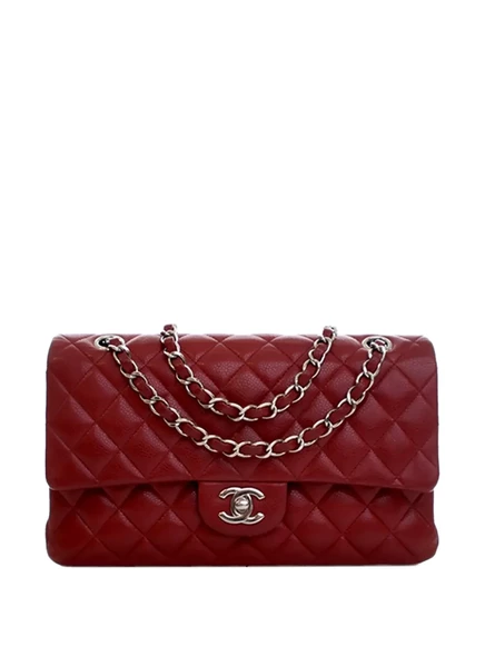 Бывшая в употреблении сумка CHANEL 2012 Medium Classic Caviar с двойным клапаном через плечо
