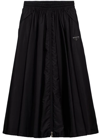 Макси-юбка на молнии с треугольным логотипом Prada black