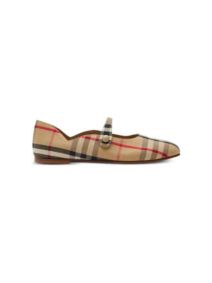 Балетки для девочек Burberry Kids Mary Jane, коричневые