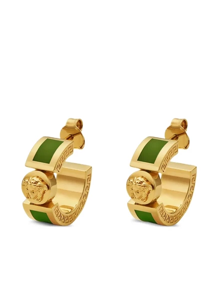 Унисекс серьги Versace Medusa Greca позолоченные, золотистые