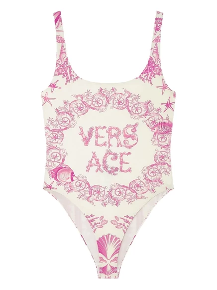 Женский слитный купальник Versace Underwater Barocco, бежевый