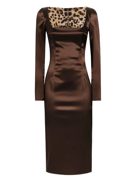 Женское платье Dolce & Gabbana миди сатиновое, коричневое