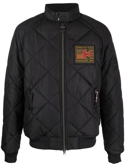 Мужская стеганая куртка Barbour с нашивкой, черная