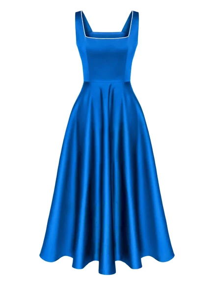 Платье миди с декорированным лифом POST MERIDIEM blue
