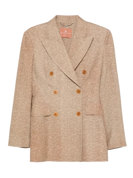 Двубортный пиджак в елочку от Ermanno Scervino neutrals
