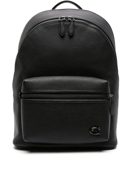 Мужской кожаный рюкзак Coach с логотипом, черный