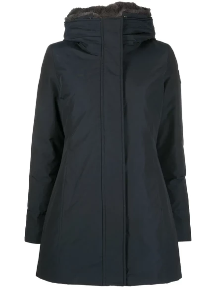 Женская стеганая куртка-худи Woolrich на пуху, синяя