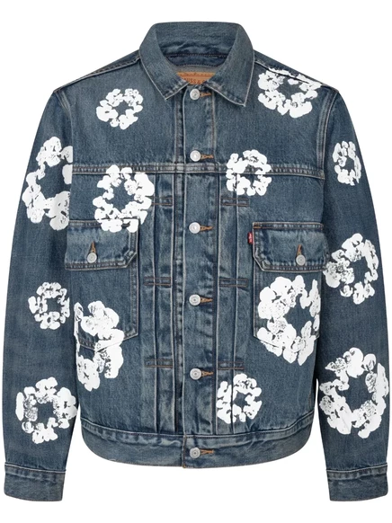 Мужская джинсовая куртка Denim Tears x Levi's с рисунком, синяя