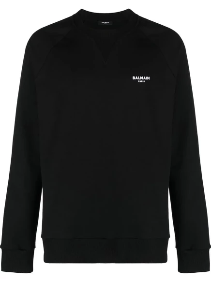Мужской хлопковый свитшот Balmain с логотипом, черный