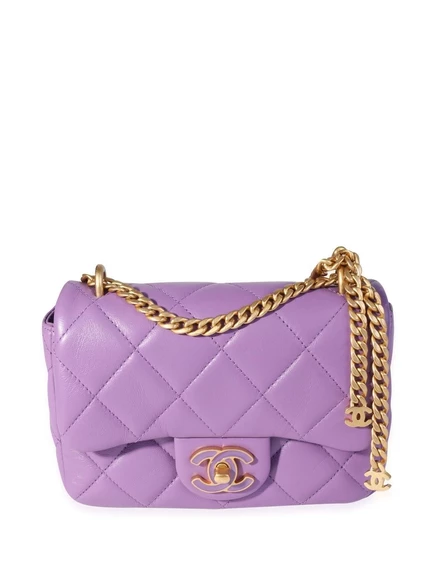 Женская сумка CHANEL Pre-Owned Mini Classic Flap, фиолетовая