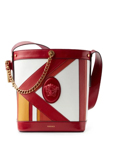 Сумка-бакет Versace Pivot из кожи, красная