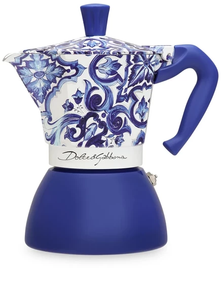 Кофеварка Dolce & Gabbana x Bialetti Moka Induction большая, алюминиевая, синяя