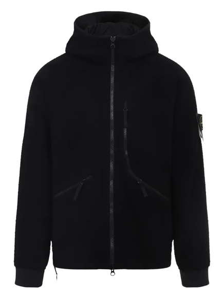 Мужская куртка-бомбер Stone Island с капюшоном, черная