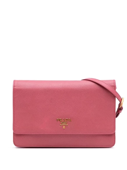 Сумка-портмоне Prada 2013-2025, бывшая в употреблении, из сафьяна на ремешке через плечо pink