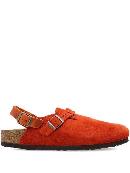 Женские мюли Birkenstock замшевые с пряжкой, оранжевые