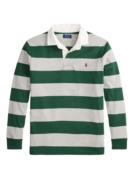 Мужская рубашка‑поло Polo Ralph Lauren в полоску, зеленая и серая