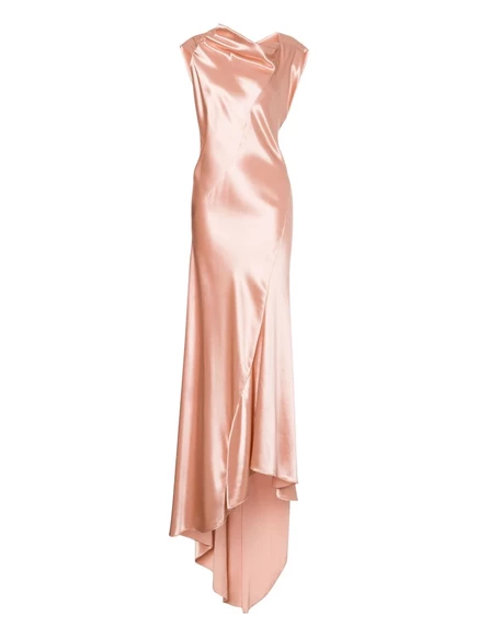 Длинное атласное платье от Alberta Ferretti pink