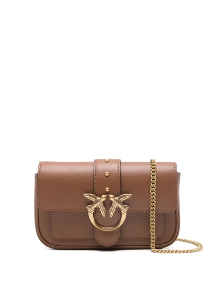 Сумка через плечо PINKO mini Love с одним карманом коричневого цвета