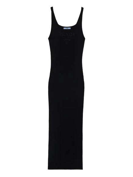 Платье миди в рубчик от Prada black