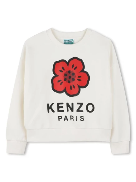 Детская толстовка KENZO KIDS с цветочным принтом, белая
