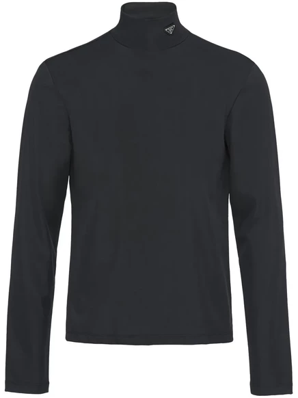 Топ с круглым вырезом и треугольным логотипом Prada black
