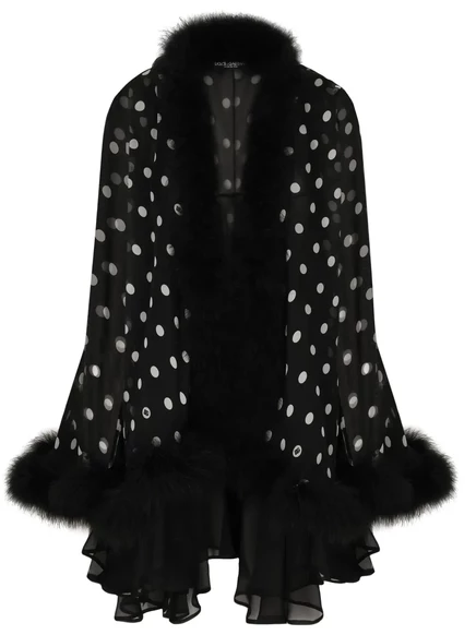 Шелковая накидка в горошек от Dolce & Gabbana black