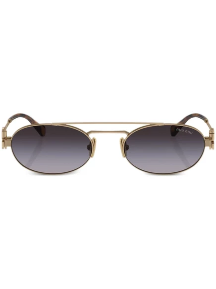 Солнцезащитные очки в овальной оправе с логотипом Miu Miu Eyewear и надписью gold