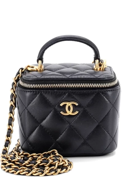 Женская сумка CHANEL Pre-Owned кейс с ручкой и цепочкой, черная