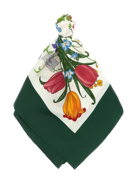 Женский шарф Gucci 8210613G001 Carre Flora, белый