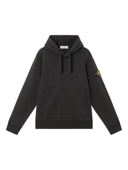 Мужская хлопковая худи Stone Island с нашивкой логотипа, черная