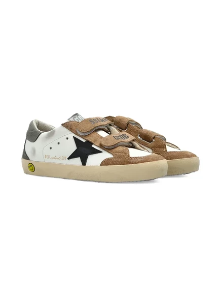 Кроссовки Golden Goose Kids Old School star с аппликацией на сенсорном ремешке white