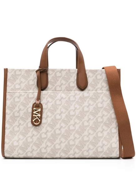 Женская сумка-тоут Michael Michael Kors с монограммой, бежево-коричневая