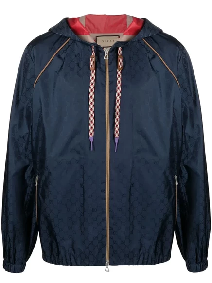 Мужская ветровка Gucci GG Supreme жаккардовая, синяя