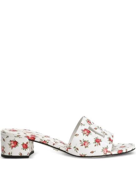Женские босоножки Dolce & Gabbana с цветочным принтом, белые