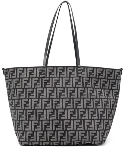Джинсовая сумка FENDI large Roll denim FF-жаккардовая сумка-тоут blue
