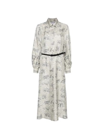 Женское платье-рубашка Max Mara с узором, серое