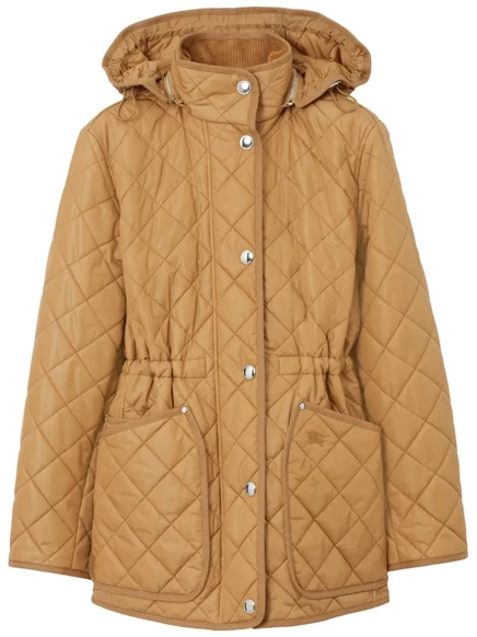 Женская стеганая куртка Burberry с капюшоном, бежевая