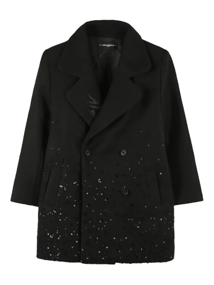 Детское двубортное пальто Karl Lagerfeld, украшенное блестками black