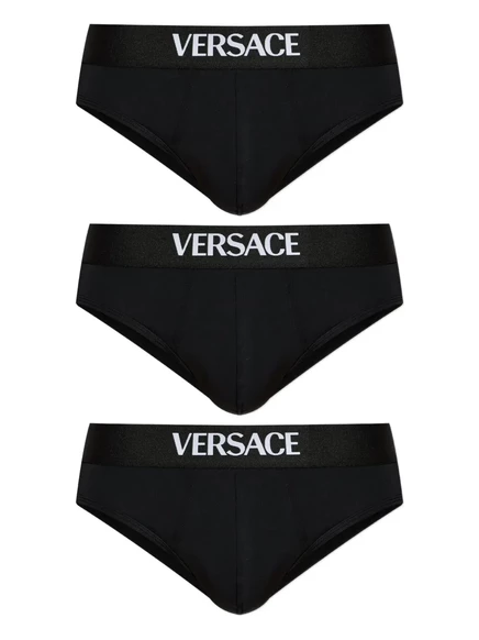 Мужские слипы Versace с логотипом на поясе, 3 шт., черные