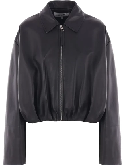 Женская кожаная куртка Loewe Draped, черная