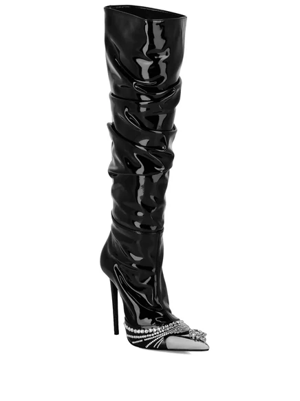 Лакированные сапоги Philipp Plein, украшенные кристаллами black