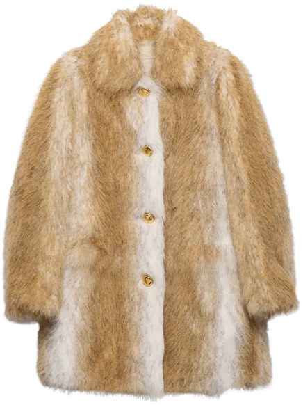 Женское пальто Prada Aspen из искусственного меха, бежевое