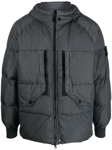 Мужской пуховик Stone Island Compass с нашивкой, серый