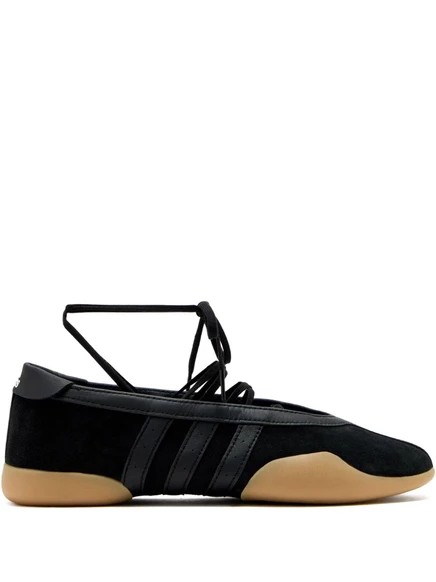 Женские балетки Adidas кожаные со шнуровкой, черные