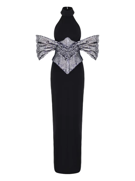 Женское платье MITILIANE COUTURE корсетное в пайетках, черное