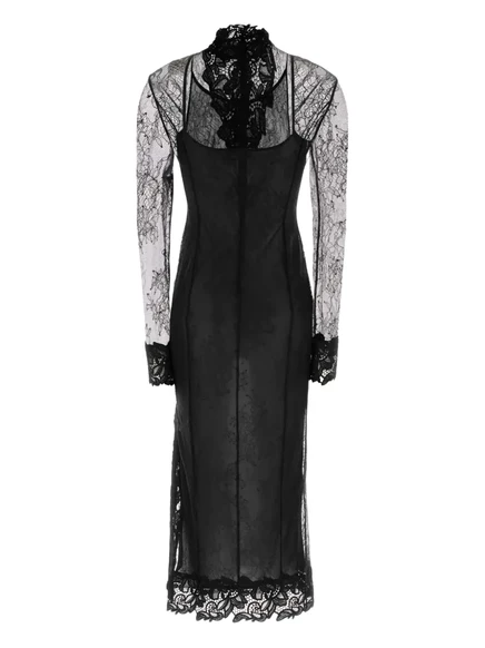 Кружевное платье миди с имитацией шеи от Blumarine black